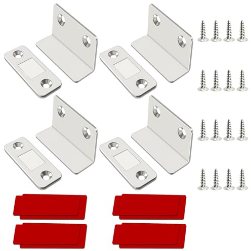 xiaoxiaozhijia 4 Stück Türmagnete,L-Shaped Magnetschnäpper Stark,Ultra Dünn Schrankmagnete,Möbelmagnete für Balkon Schiebetüren,Küche,Fenster,Kleiderschrank Schubladen (4x2.5cm)