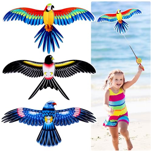 Vodolo Kites for Kids Ages 3-5,3PCS Cute Colorful Kid Kites Easy to Fly for Beach Park Outdoor Game Activities,Pocket Mini Kite for Kids Ages 4-8 with Handle