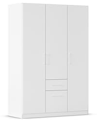 Rauch Möbel Glasgow, Kleiderschrank, Farbe Weiß, Breite 136 cm | Schrank, 3-türig, 2 Schubladen, für Schlafzimmer, Kinderzimmer, Babyzimmer, Garderobe, Flur
