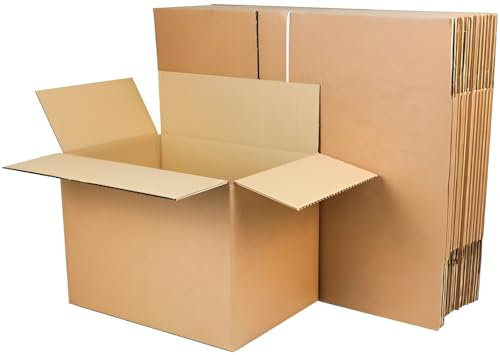 MORE FREE- 12 Cajas de Cartón 50x35x30,Canal Simple Ultra Reforzado, Caja para almacenaje, Caja con solapa, Caja Tipo Americana (12 CAJAS- 50x35x30)