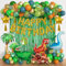 125 Piezas Decoraciones para Fiestas de Cumpleaños de Dinosaurios, Kit de Guirnalda con Globos Verdes/Naranjas/Azules, Cortina de Globos Foil para Fiestas Infantiles, Safari de Jungla o Baby Shower