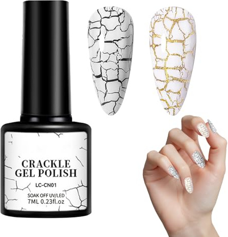 Vernis À Ongles Tendance | Vernis À Ongles Craquelé Hautement Pigmenté | Vernis Gel Effet Craquelé 7 Ml À Séchage Rapide, Séchage À L'air Libre Longue Durée, Idéal Pour Les Femmes, Pour Les Fêtes