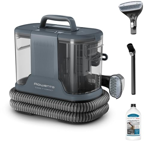Rowenta, Clean It Compact, Shampouineuse, Détacheur, Nettoyeur Portable, Tapis, Intérieur de Voiture, Canapés, Design Compact, Puissant 400W, IN3011F0, Grise