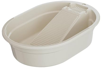 FytStycale Vasca per Lavaggio a Mano con Tavola Igienica Inclusa Pratica E Funzionale per Biancheria E Abbigliamento Adatta per Casa Bagno E Balcone, Bianco