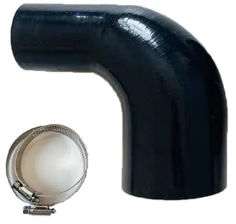 Manguito Turbo Manguera flexible de silicona, reductor de 90 grados, diámetro variable, para entrada de aire, alta presión con 2 abrazaderas Líneas y mangueras de presión(BLACK,ID51-57mm)