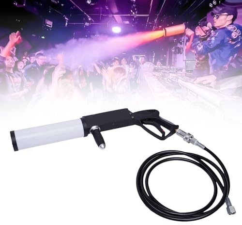 Pistolet à fumée CO2 portable avec lumières LED for soirées en boîte de nuit et effets DJ - Comprend un tuyau de gaz de 3 mètres et des effets