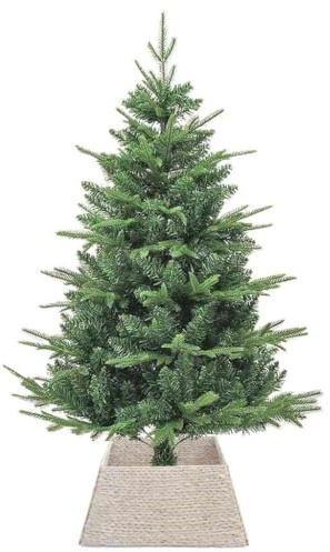 vidaXL Collier de Sapin de Noël Blanc 60 x 60 x 28 cm Jacinthe d'eau, Salon, déco Moderne, Jupe d'arbre carrée, Ornement Durable, Base décorative, Collier Festif