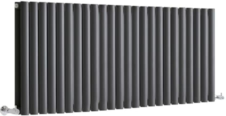 MILANO Anthracite Horizontal Double Oval Panel Radiator 595 x 1416mm