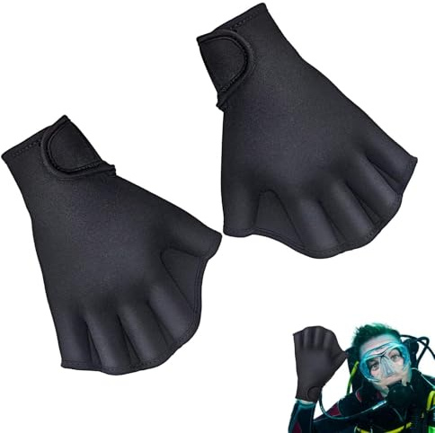 Guanti da nuoto in neoprene da 2 mm, con cinturino da polso regolabile, dita palmate per allenamento di nuoto, per adulti, bambini, uomini e donne