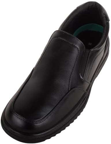 ABSOLUTE FOTWEAR Herr Easy Slip On Faux Läder Formell Ledig Arbetssko med Twin Gusset, Svart, 38.5 EU