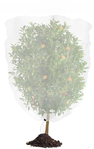 FUANA Housse en maille blanche avec cordon de serrage pour protection contre le gel pour protéger les arbres fruitiers, les légumes et les fleurs (2 m x 2,4 m)