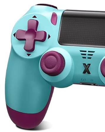 Satevol Controller Wireless, Controller di gioco compatibile con P4/Pro/Slim/PC,Gamepad Joystick per P4 con Pulsante Turbo/Posteriore/Doppia Vibrazione/6 Assi Giroscopio Blu