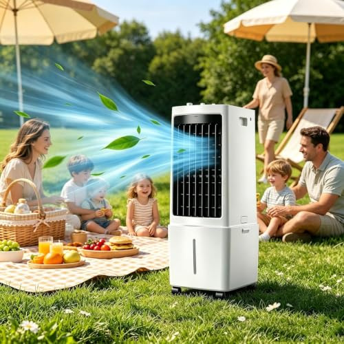 Enfriador De Aire Portátil 3 En 1, Control Remoto, 12 L, 3 Modos De Flujo De Aire, Con Control Remoto, 4 Modos, Enfriador De Aire Evaporativo De Bajo Consumo Con Temporizador De 7.5 Horas Para