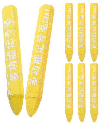 Mobestech 8pcs Yellow Wax Tire Marking Crayon Pen for Automotive Use, Water-resistant and Smudge-resistant with Smooth Writing and Precise Application, for Construction Sites and Leather