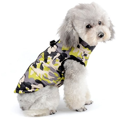 SELMAI Camo Waterproof Small Dog Cat Winter Coat Quilted Vest Jacket Harness with D-ring Pet Puppy Puffer Coat Chihuahua Cold Weather Clothes Apparel Yellow XL | Water-Resistant Quilted Fabric, Zip Closure & D-Ring, Autumn Winter Walks, Small Dogs/Cats, Camo Puppy Puffer Vest, Chihuahua
