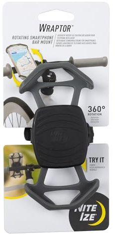Nite Ize Wraptor Rotating Smartphone Bar Mount - Universal Cell Phone Holder for Bikes, Carts & Strollers - 360-Degree Rotation - Secure Hold on Rough Terrain - Handlebar & Stem Mount