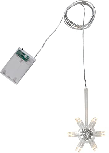 Star Lighty 083-00 Lichtring Beleuchtung für Papierstern Weihnachtsstern mit LED Leuchtmittel warmweiß 12-flammig transparent 150cm Kabel batteriebetrieben 3xAA mit Timer-Funktion IP20