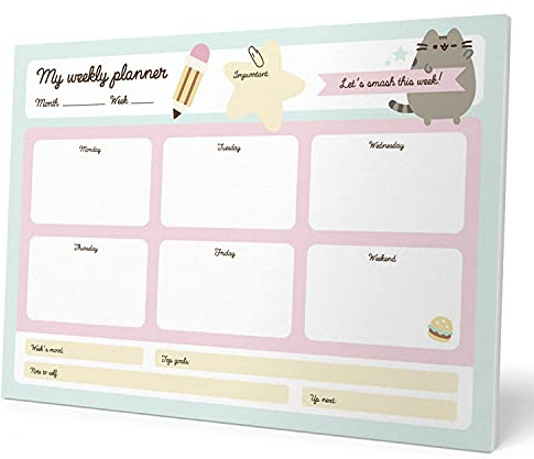 Grupo Erik - Bloc Notes A4 Pusheen Foodie Collection, Semainier | Sous-Main Bureau, Planner Hebdomadaire | Papeterie de Bureau, To Do List, Blocs Mémo, Fournitures Scolaires