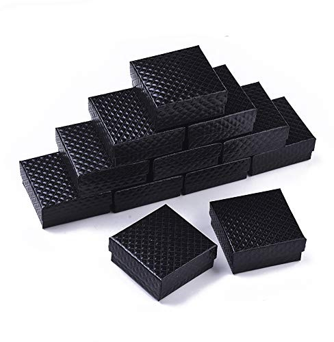 12 cajas de cartón negro para joyas, pulseras, collares, caja de regalo de 7,6 x 7,6 cm