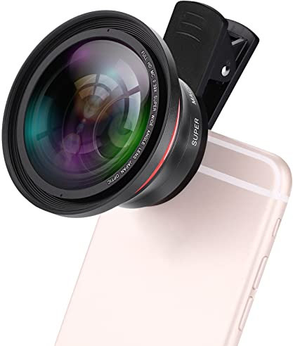 Objectif Grand Angle Professionnel HD 37mm 0.39X avec Objectif Macro et Clip de téléphone 37mm pour caméscope Appareil Photo Reflex numérique