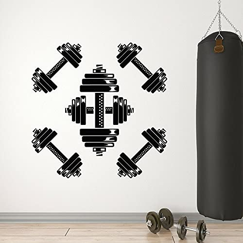 QIANGTOU Gym Zeichen Wandaufkleber Gym Training Langhantel Eisen Sport Fitness Club Wand Fenster Aufkleber Gym Logo Sport Langhantel Workout Motiv 42x43cm