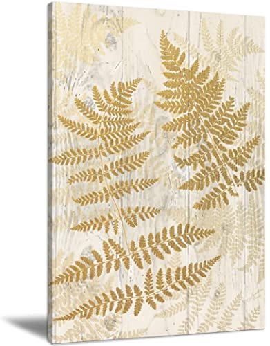 Eorntdy Leinwandbild, goldene Blätter, Kunstdruck, Kunstwerk, Blattgold, gerahmt, fertig zum Aufhängen, für Wohnzimmer, Esszimmer, Schlafzimmer, Badezimmer, Heimdekoration, 30,5 x 45,7 cm