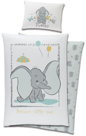 Carbotex Babybettwäsche Wendebettwäsche Disney Dumbo 100x135 cm + 40x60 cm 100% Baumwolle in Grün