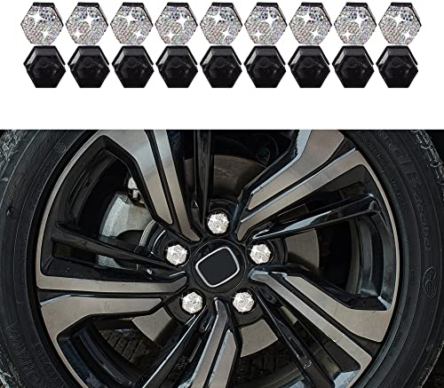 JSCARLIFE 20 Stück Radmutterabdeckungen, Universal-Radmutterabdeckung, Schraubenkappen, Reifenmutterabdeckungen mit Werkzeug-Set für Autos (Weiß, AB, 17 mm)