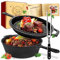 KRUSTENZAUBER Cacerola de hierro fundido (incluye tenedor de carne), resistente sartén de hierro fundido de 26 cm, juego holandés, olla de hierro fundido Kazan Cast Iron Pot