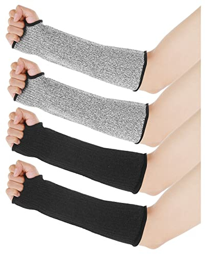 2 Pairs Cut Resistant Sleeves With Thumb Hole For Men Women Arm Work Arm Protection Sleeves Level 5 Protective Breathable Arm Protectors For Farmer Gardening Thin Skin And Bruising Kitchen Welding