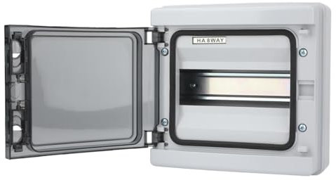 Cuadro de Distribucion Electrico HA 8 Modulos IP65 Puerta Abatible Lateral Caja de Distribucion Electrica Superficie Impermeable Exterior Interior Estanca Libre de Halogenos