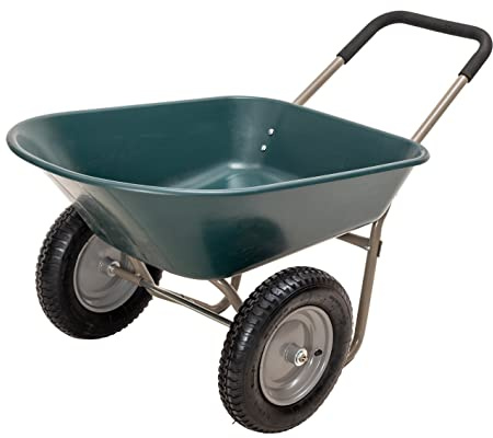 Panana 85L 150kg Capacity Garden Outdoor Trolley, Heavy Duty Steel Cart Wagon Wheelbarrow with with 2 Wheels for Farm Warehouse