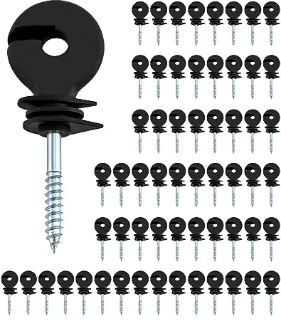 QWORK® 60 Stück Ringisolator, Weidezaun Isolatoren, Weidezaun Ringisolatoren, für Seile, Drähte und Litzen.