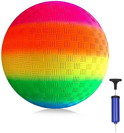 Bouncy, palla da calcio arcobaleno per bambini, in PVC, softball, pallone da spiaggia, per interni ed esterni, succo e durevole per bambini, regalo da 8,3 pollici