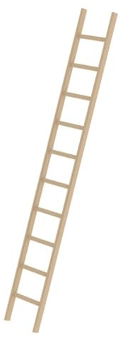 Scala d'appoggio di legno, con pioli, 10 pioli.