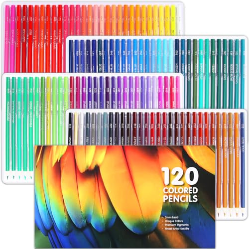 120 Colouring Pencils, Premium Coloring Pencils Set, Soft Core, Professional Coloured Pencils for Drawing Sketching Shading, Vibrant Coloured Pencils for Adult Kid Beginners