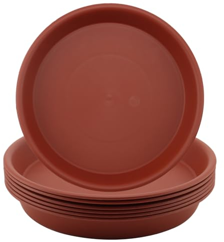 HAKZEON 10 Pack 30cm Plastic Plant Saucer,12 Inch Flower Plant Pot Drip Tray, Round Planter Saucer for Indoor and Outdoor, Terracotta Colour