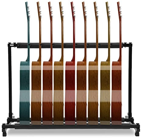 9-Fach Gitarrenständer, Gitarrenständer 9 Gitarren, Faltbare Tragbare Multi-Stand Gitarre Multi-Gitarrenständer mit Haltern Polsterung für Klassik Gitarre, Akustik Gitarre, E-Gitarre, E-Bass