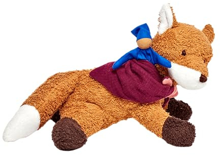 Käthe Kruse Finn Fuchs Liegend – Weiches Kuscheltier aus Baumwollfrottee, Oeko-TEX 100 Zertifiziert, Mit Mini-Püppchen, Für Kinder Ab 0 Monaten