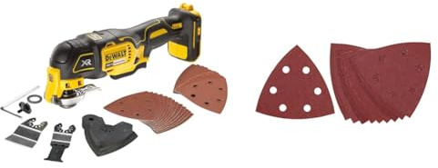 DEWALT DCS355N-XJ Oscillating Multi-Tool 18V Li-Ion Cordless Brushless Battery Powered, Large & DT3091-QZ DT3091-QZ-Hojas lija de detalle