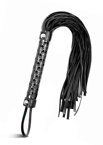 Fouet noir - Accessoire polyvalent en cuir - Fouet noir - Fouet d'équitation pour chevaux - Fouet en cuir - Fouet à plumes - Fouet noir