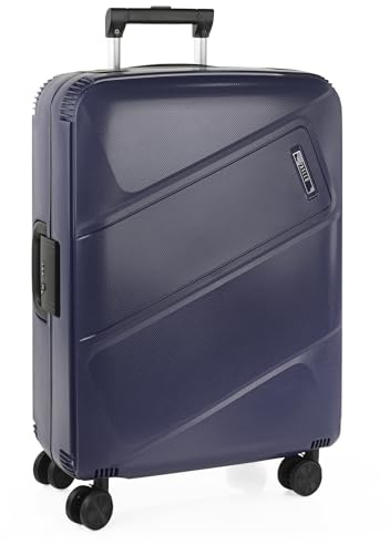 JASLEN - Valise Moyenne Soute Avion Rigide 4 Roulettes - Résistante en Polypropylène, Ultra Légère, Verrouillage TSA/Cadenas à Combinaison - Bleu Marine