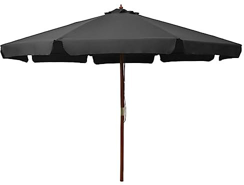 QJBSAVVA Ombrellone da Esterni con Palo, Ombrellone Da Bar Ombrellone Spiaggia Grande Ombrellone Esterno Ombrellone Mare Adatto per Bar Spiaggia Esterno Terrazzo in Legno 300 cm Antracite