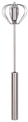 Halbautomatischer Schneebesen Aus Edelstahl Küchen Schneebesen Hand-Push Easy Whisk Rotierender Push-Mixer Rührer Zum Schlagen, Rühren (Silber,13.8 inch)
