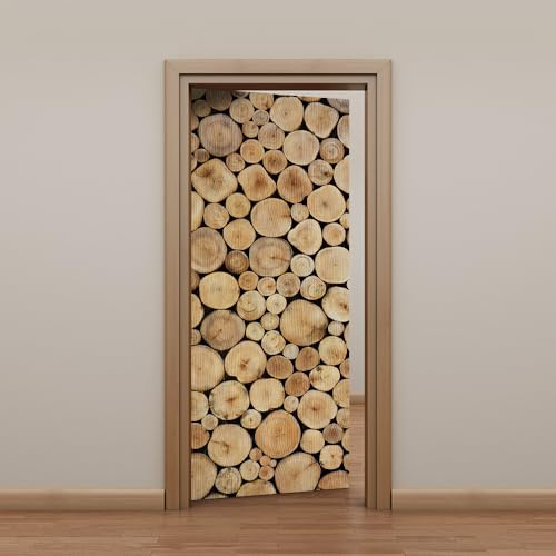 Türtapete Selbstklebend Kreis Braun Holz Türfolie Tür PVC Türtapete Selbstklebend Türfolien Abnehmbar Türposter Abziehen und Aufkleben Türaufkleber Wasserdichte 77x200cm