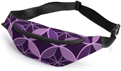 Bauchtasche für Herren und Damen, Gürteltasche, lila, geometrisches Muster, Crossbody, Hüfttasche für Reisen, Spazierengehen, Laufen, Bauchtasche, Stil 1, 36 x 15 cm, Stil 1, 36*15cm