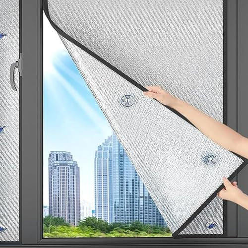 LLXNQ026 Isolierfolie aus Aluminiumfolie UV-Schutz 8 mm Sonnenschutzfolie mit Saugnapf, Verdunkelung Sichtschutz Folie Thermogardine Kälteschutz Wärmeisolierendvorhänge (50x120cm)
