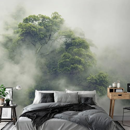 Kunstloft Carta da parati 'Foggy Forest' 450x315cm Fotomurale moderno