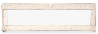 Asalvo Bettgitter, 150 cm, Fallschutz, für Kinder, klappbar, Tragetasche, extra hohes Design, faltbar und tragbar, sichere Befestigung, Sterne beige