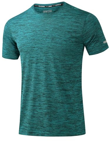 Peakwell Herren Sport T-Shirt Kurzarm Funktionsshirt Laufshirt mit Reflexstreifen für Fitness, Training, Gym